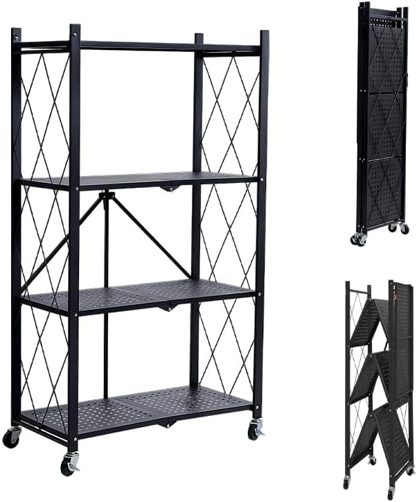Foldable 4-Tier Metal Storage Shelf by Unknown