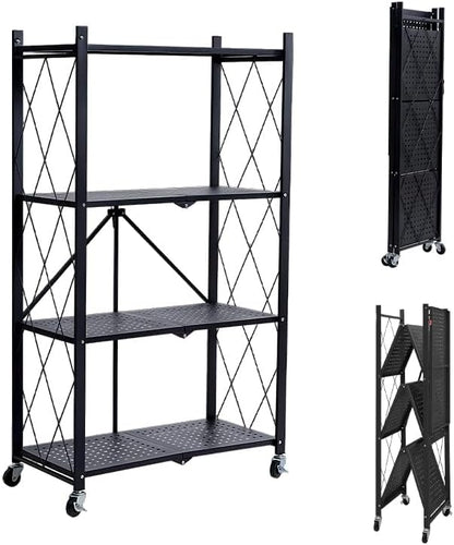 Foldable 4-Tier Metal Storage Shelf by Unknown