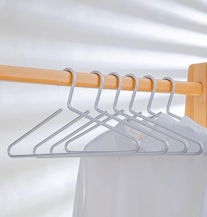 Premium Matte Silvery Aluminum Coat Hangers 10 Piece Set, 16.5” Extra Smooth & - Image 8