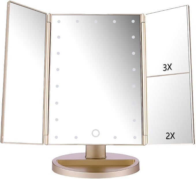 deweisn Floor Mount Tri-Fold Lighted Vanity Mirror by deweisn