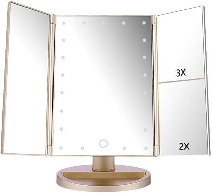 deweisn Floor Mount Tri-Fold Lighted Vanity Mirror by deweisn