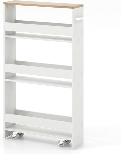 Giantex Slim Storage Cart 4 Tier, Rolling Side Cabinet w/Handle, Space Saving - Image 9
