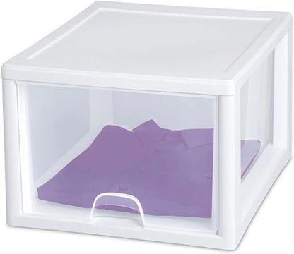 Sterilite 27 Qt and 16 Qt Clear Plastic Stackable Organizer Drawers - Image 9