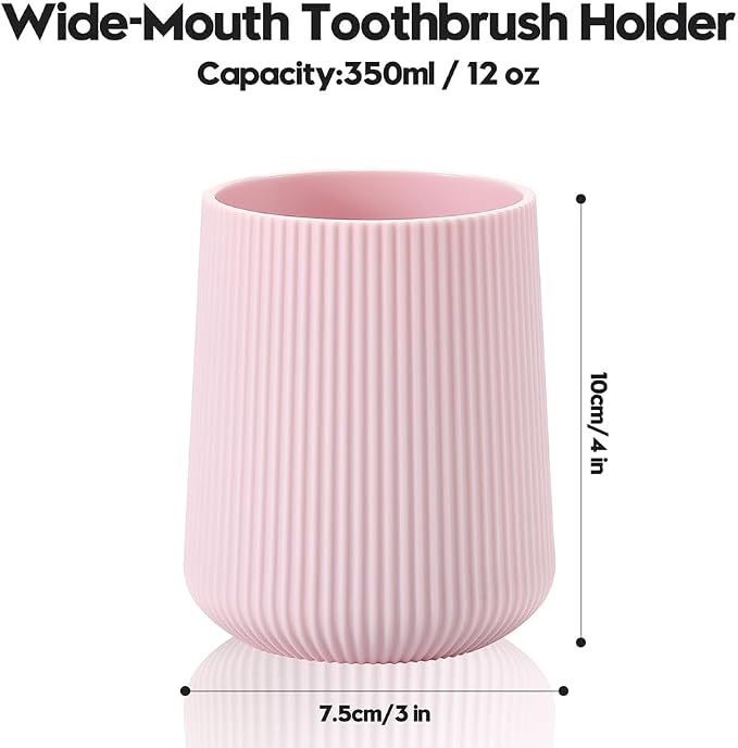 YAUKPH Pink Striped Toothbrush Holder - Image 5