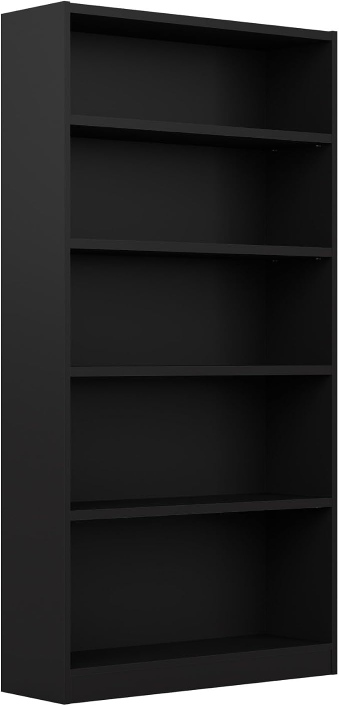 Bush Furniture Universal Tall 5 Shelf Bookcase in Black, Vertical Storage and by BushHome