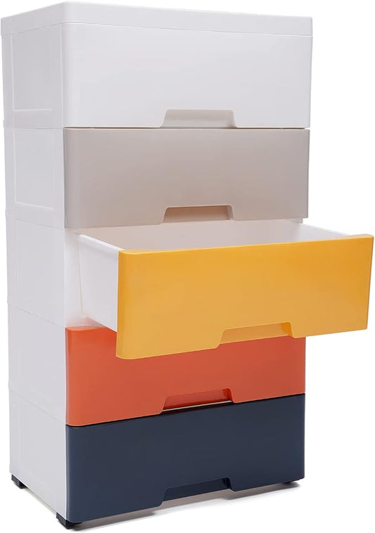 Plastic Drawers Dresser Storage Cabinet 5 Drawer Stackable Vertical Clothes by Unknown