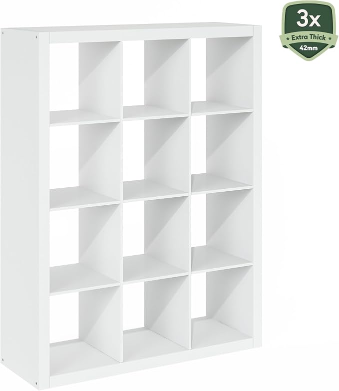 Furinno Cubicle Book Shelf, 12-Cube Bookshelf, Triple Thick Frame Cube Storage - Image 9