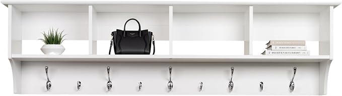 Prepac 60" Contemporary Wall Mounted Coat Rack, Coat Hooks Wall Mount by PREPACRTASTORAGEFURNITURE