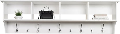 Prepac 60" Contemporary Wall Mounted Coat Rack, Coat Hooks Wall Mount by PREPACRTASTORAGEFURNITURE