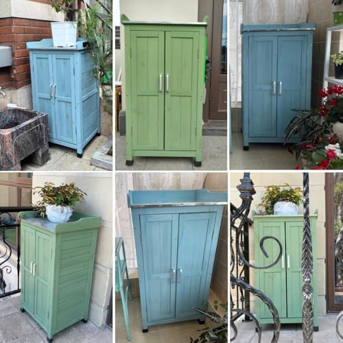 Galvanized Top Potting Bench, Outdoor Wooden Planting Work Table - Image 6