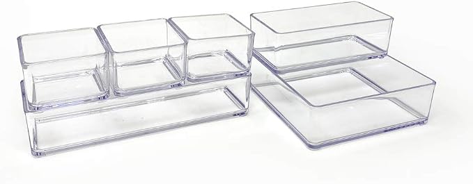 Isaac Jacobs 6-Tray Clear Acrylic Organizer Set, Stackable Storage Solution - Image 4