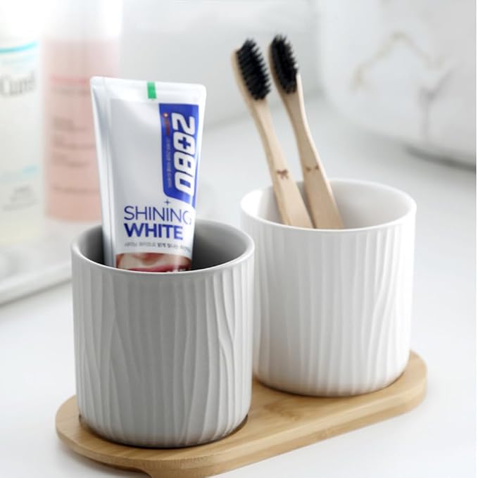Round Ceramic Pen Holder for Desk Cute Pencil Cup Pot Desk Organizer for Girls - Image 3