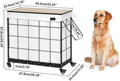 Laundry Hamper with Heavy Duty Caster Wheels; 3 Sections Clothes Hamper with - Image 7