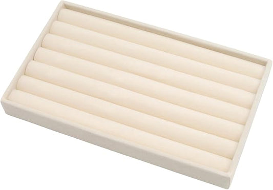 Velvet Jewelry Organizer Trays Beige 8 Rolls | Stackable Jewelry Storage by Unknown