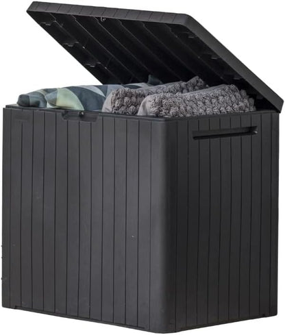 Keter City 30 Gallon Resin Outdoor Storage Box and Patio Furniture Side Table by Unknown