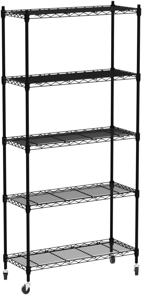 SUPER DEAL Black 5-Shelf Heavy Duty Storage Wire Shelving Unit - Image 4