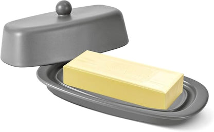 Flexzion Ceramic Gray European Butter Dish by Flexzion