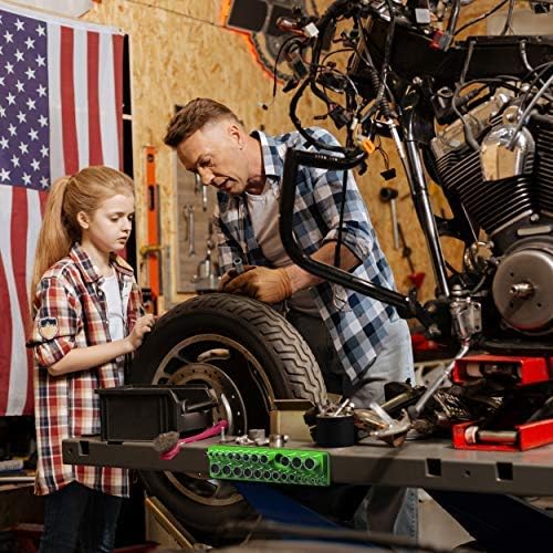 Olsa Tools Magnetic Socket Organizer | 3/8-inch Drive | SAE | Green | Holds 26 - Image 5