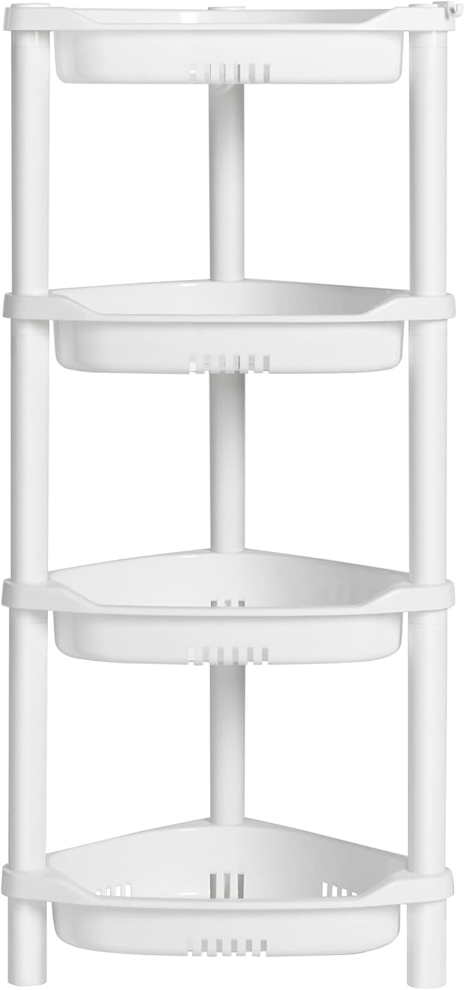 ELYKEN Corner Shower Caddy Standing, 4 Tier Plastic Shower Organizer by ELYKEN