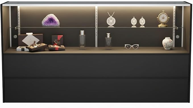 WISDOMFUR 5ft Black Display Showcase Cabinet - Image 3