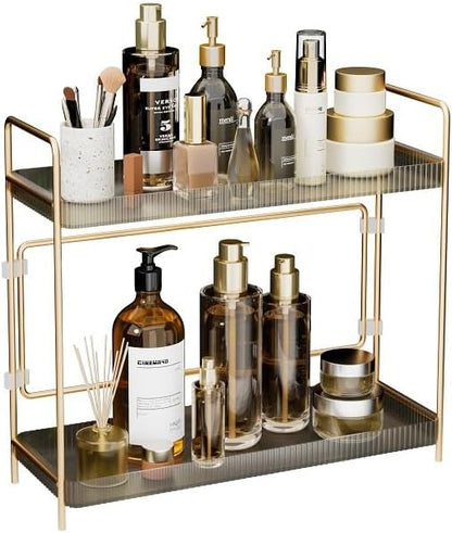 LEEDA 2 Tier Bathroom Counter Shelves, Countertop Shelf Organizer by leeda+space