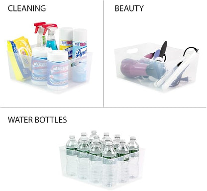 Isaac Jacobs 3-Pack XL Clear Storage Bin Set w/Cut-Out Handles, Plastic - Image 3