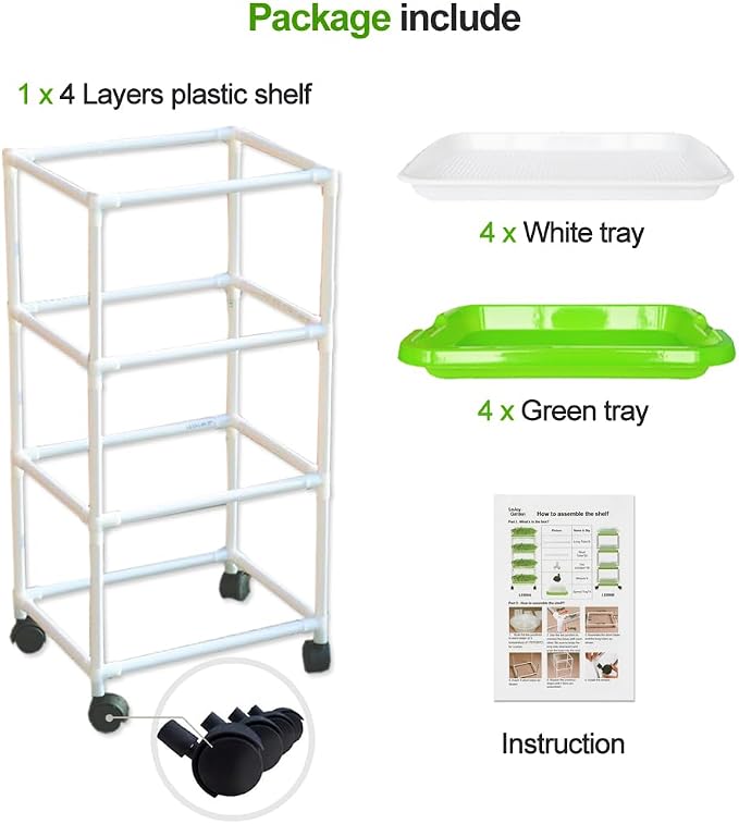 4 Layers Sprout Trays with Extra Strength Plastic Shelf Soil-Free Healthy - Image 3