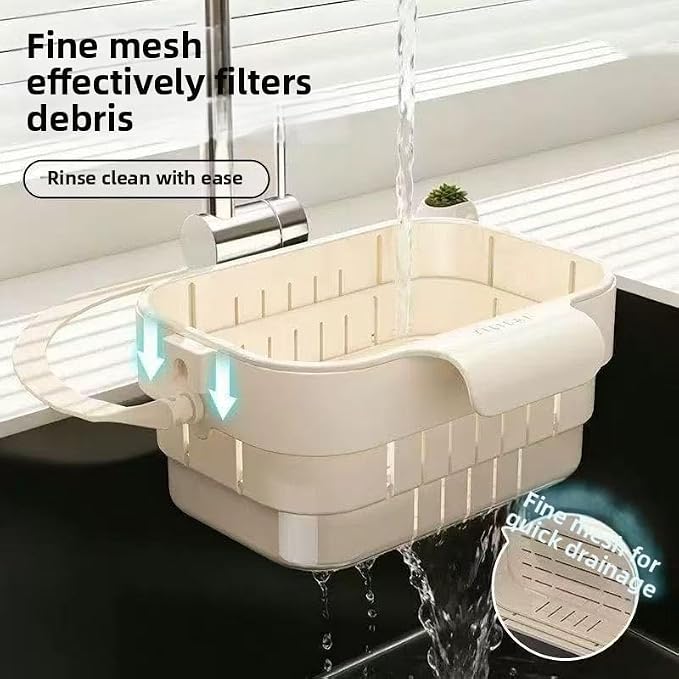 Foldable Hanging Kitchen Sink Drain Basket, No-Drill Hanging Food Catcher - Image 7