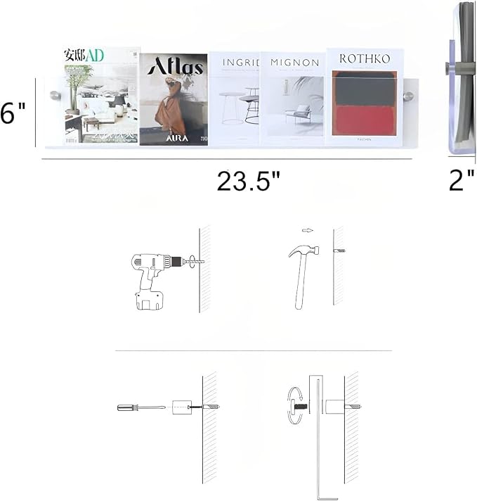 4-Pack 24" Acrylic Magazine Holder Vinyl Records Holder, Display Floating - Image 5