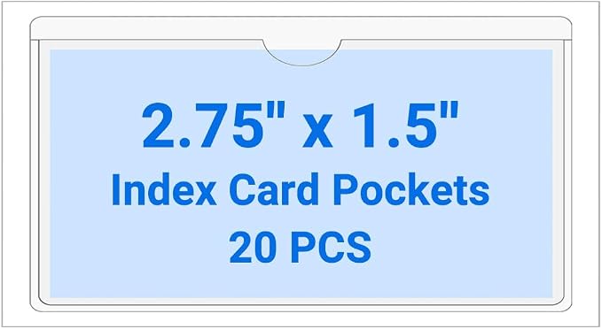 20 PCS Clear Self Adhesive Plastic Label Pockets, Top Loading Business & by Kvatr-X