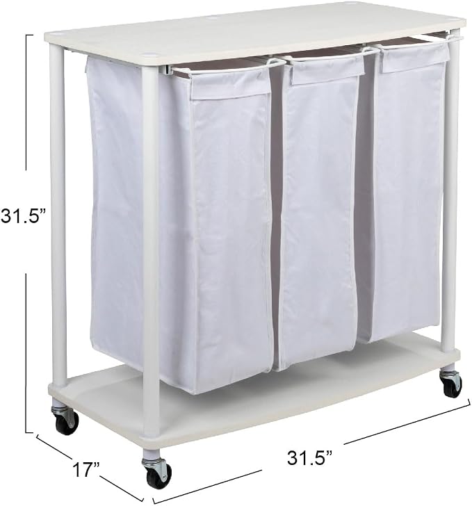 Household Essentials 3-Bag Laundry Sorter, Smooth Laminate Shelving, Sturdy - Image 2