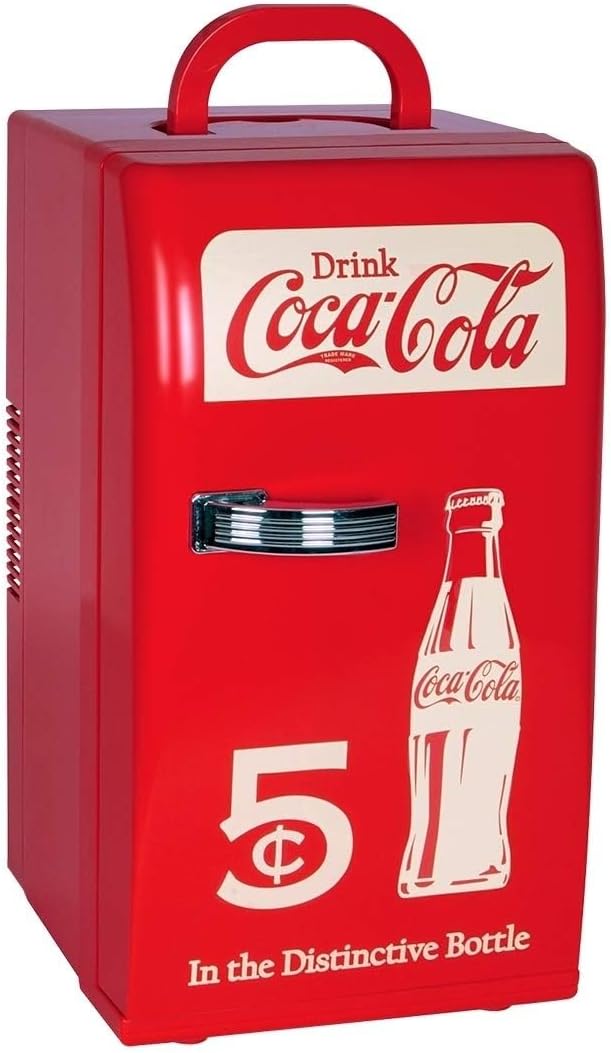 Coca-Cola Retro 18 Can Mini Fridge w/ 12V DC and 110V AC Cords, Portable Cooler - Image 8