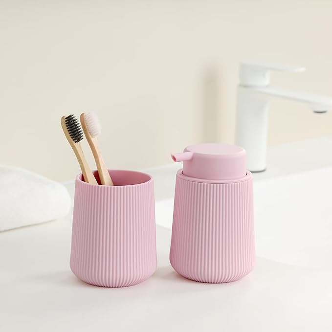YAUKPH Pink Striped Toothbrush Holder - Image 6
