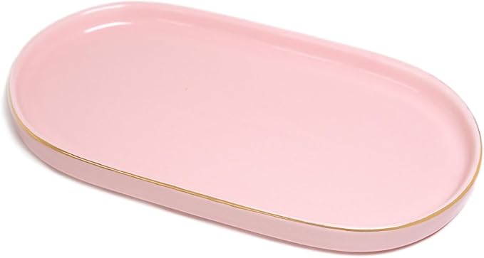 Ceramic Jewelry Dish, Perfume Vanity Tray, 7x4 Decorative Catch All Bowl by HANKOR