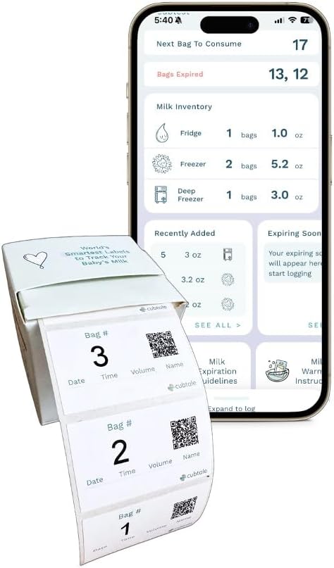 Cubtale Smart Milk Bag Labels – Breast Milk Expiration, Inventory & Storage by Cubtale