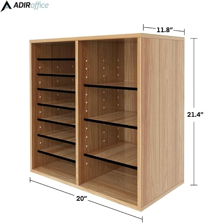 AdirOffice Wooden Adjustable Literature Organizer, 16 Compartment Office Mailbox - Image 3