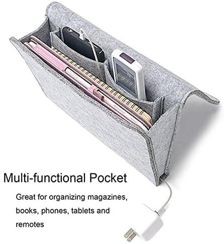 Fengtaike Useful Multi Grey Bed Storage Pockets Felt Bedside Hanging Storage - Image 2