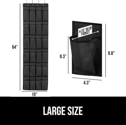 GORILLA GRIP Over the Door Shoe Organizer, 2 Pack, 24 Breathable Mesh Pockets - Image 6