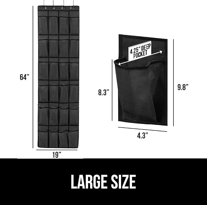 GORILLA GRIP Over the Door Shoe Organizer, 24 Large Breathable Mesh Pockets - Image 6