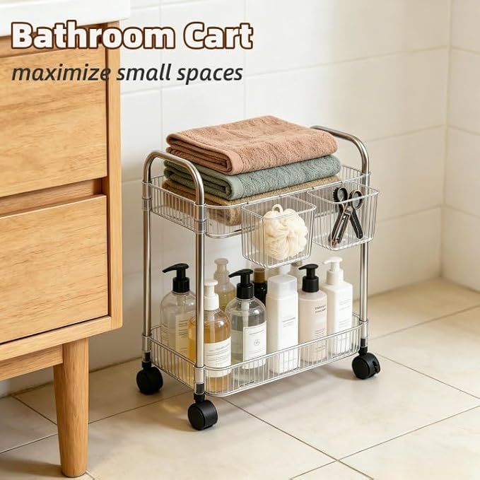 2 Tier Utility Rolling Cart - Image 6