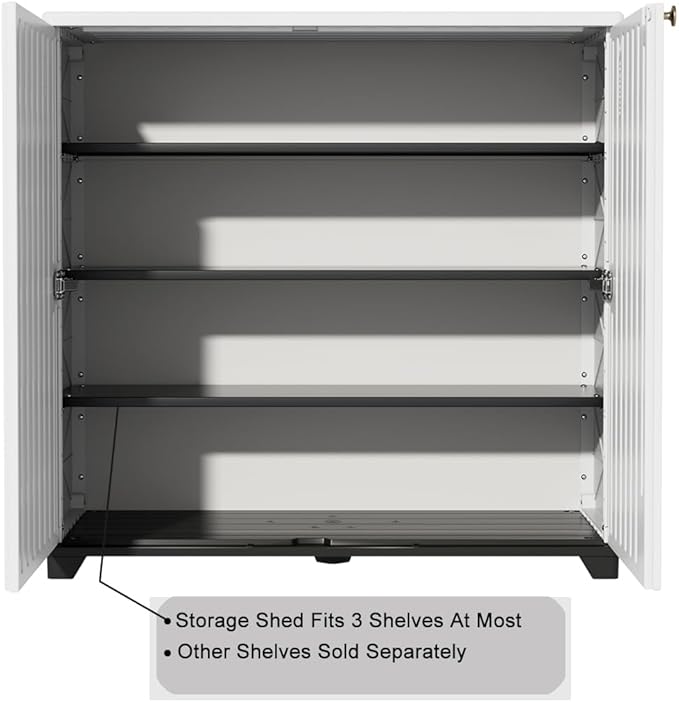 KINYING Outdoor Storage Cabinet Waterproof, 60 Gallon Resin Outdoor Storage Shed - Image 6