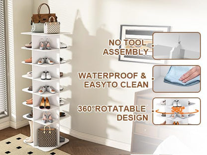 7-Tier Rotating Shoe Rack Tower, 360° Spinning Shoe Organizer - Image 5