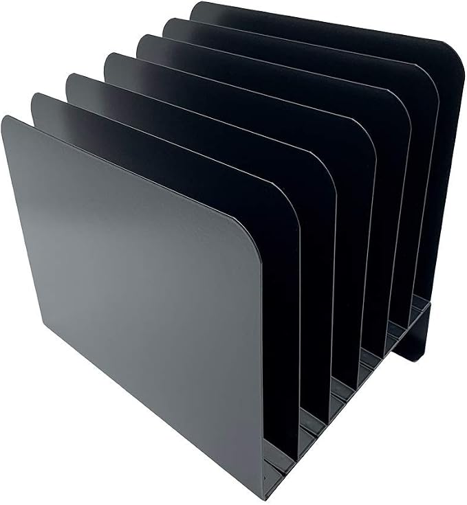 Huron Desktop File Binder Organizer Storage, Inclined Slant 6 Slot - Image 4