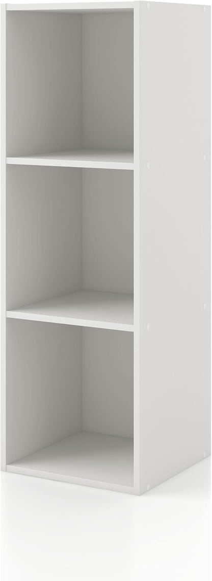 Homes: Inside + Out Apexa 3-Cube Storage Organizer Shelves, Stackable Wood by HOMESInsideOut