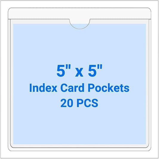 20 PCS Clear Self Adhesive Plastic Label Pockets, Top Loading Business & by Kvatr-X