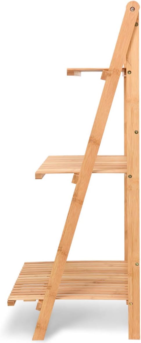 3-Tier Bamboo Plant Flower Stand Rack Shelf, Foldable Planter Racks, Pot - Image 8