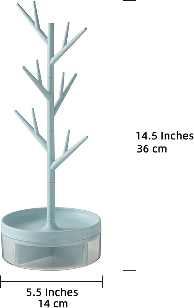 Branch Jewelry Rack With Rotatable Base and Storage Box Tree Tower Rack Hanging - Image 7