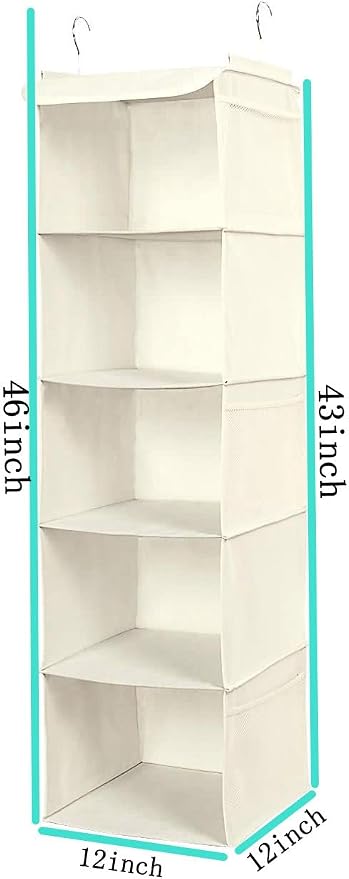 BrilliantJo 5 Shelves Hanging Closet Organizer, 2 Pack Hanging Storage - Image 3