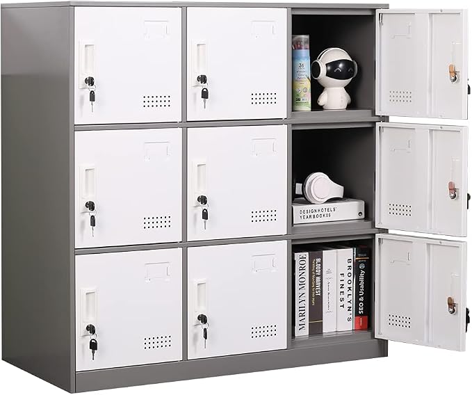 Metal Locker 9 Door Storage Cabinet, Steel Storage Lockers by iCHENGGD