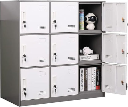 Metal Locker 9 Door Storage Cabinet, Steel Storage Lockers by iCHENGGD